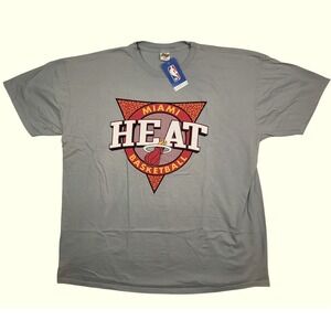 Miami Heat Basketball NBA Mens Tee Shirt Gray 2XL Ringspun Fabric - Blue 84 NWT‎